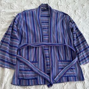Tucker Multicolor Striped Women's Cape cotton kimono gaby basora belted pockets